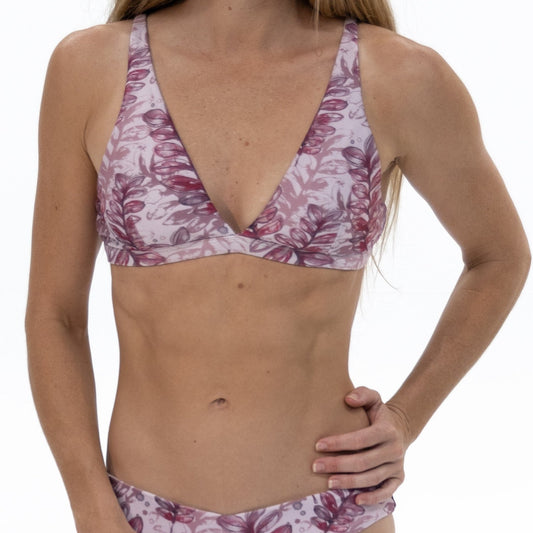 Triangle Patterned Bikini Top - Pink Watercolour