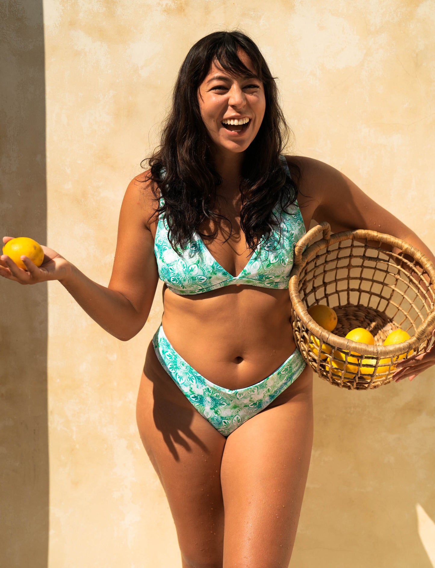 Triangle + V-cut Bikini Set - Green Mandala