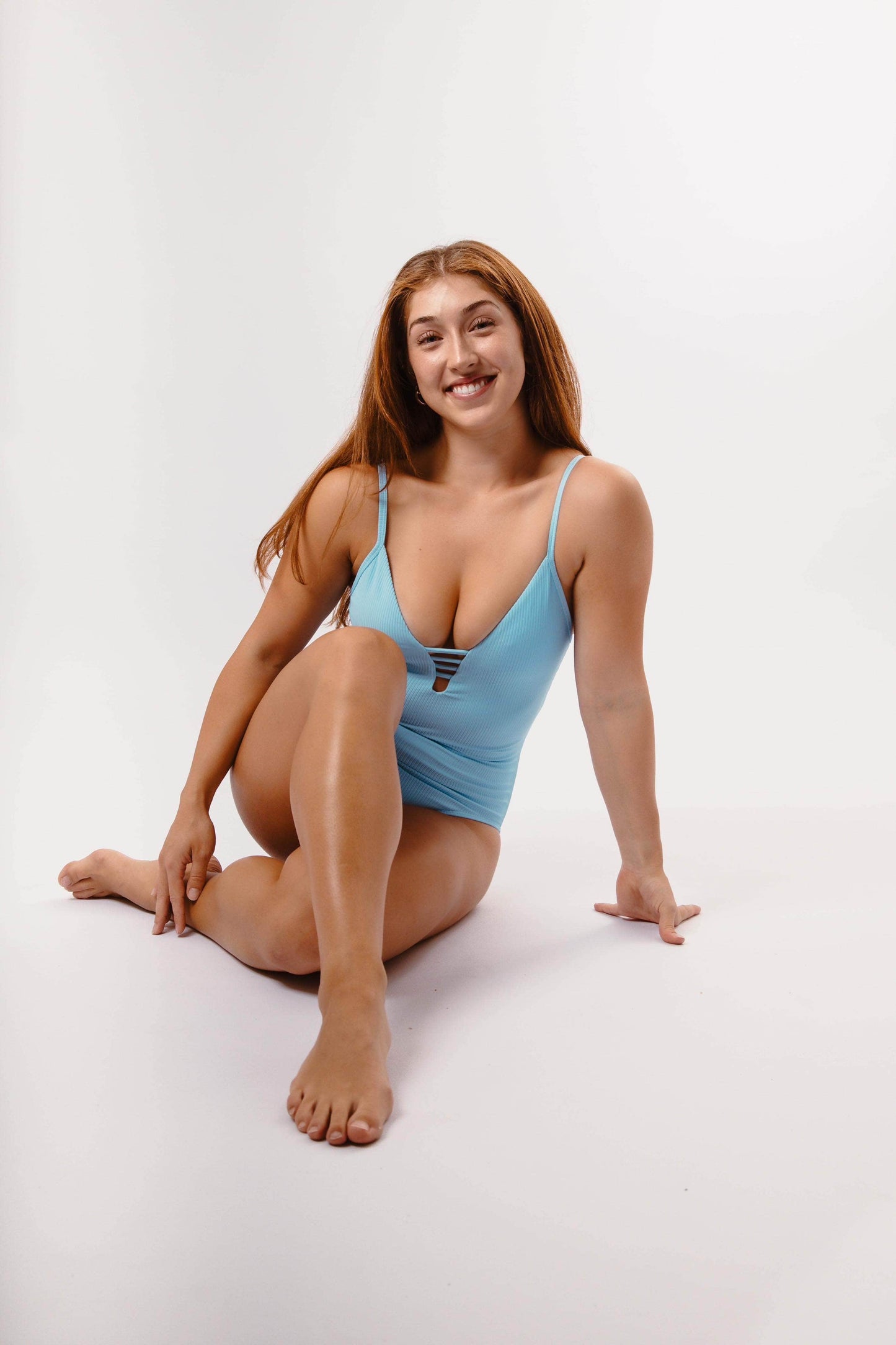 One Piece Swimsuit - Textured Baby Blue