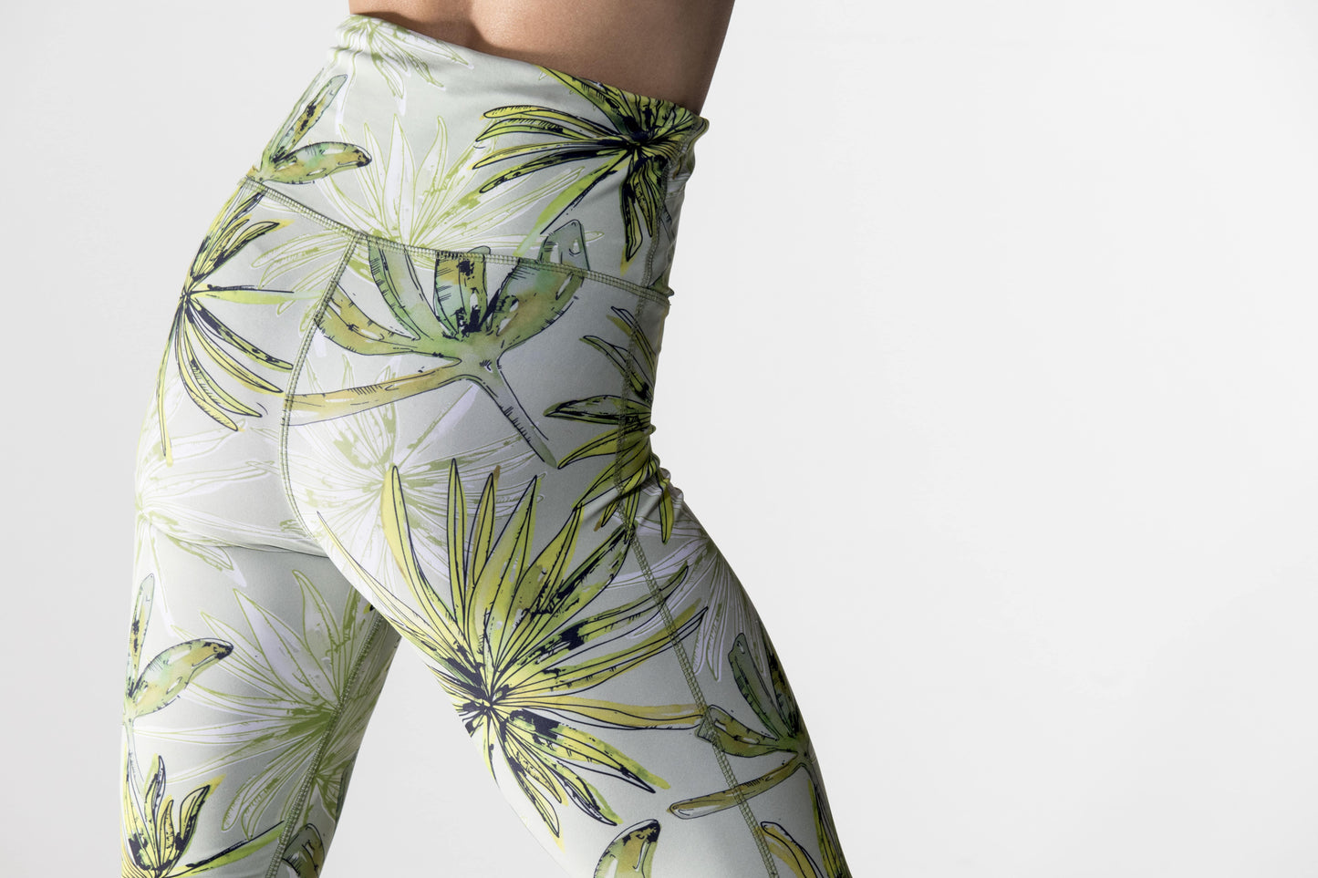 Capri Legging - Leaf Watercolour