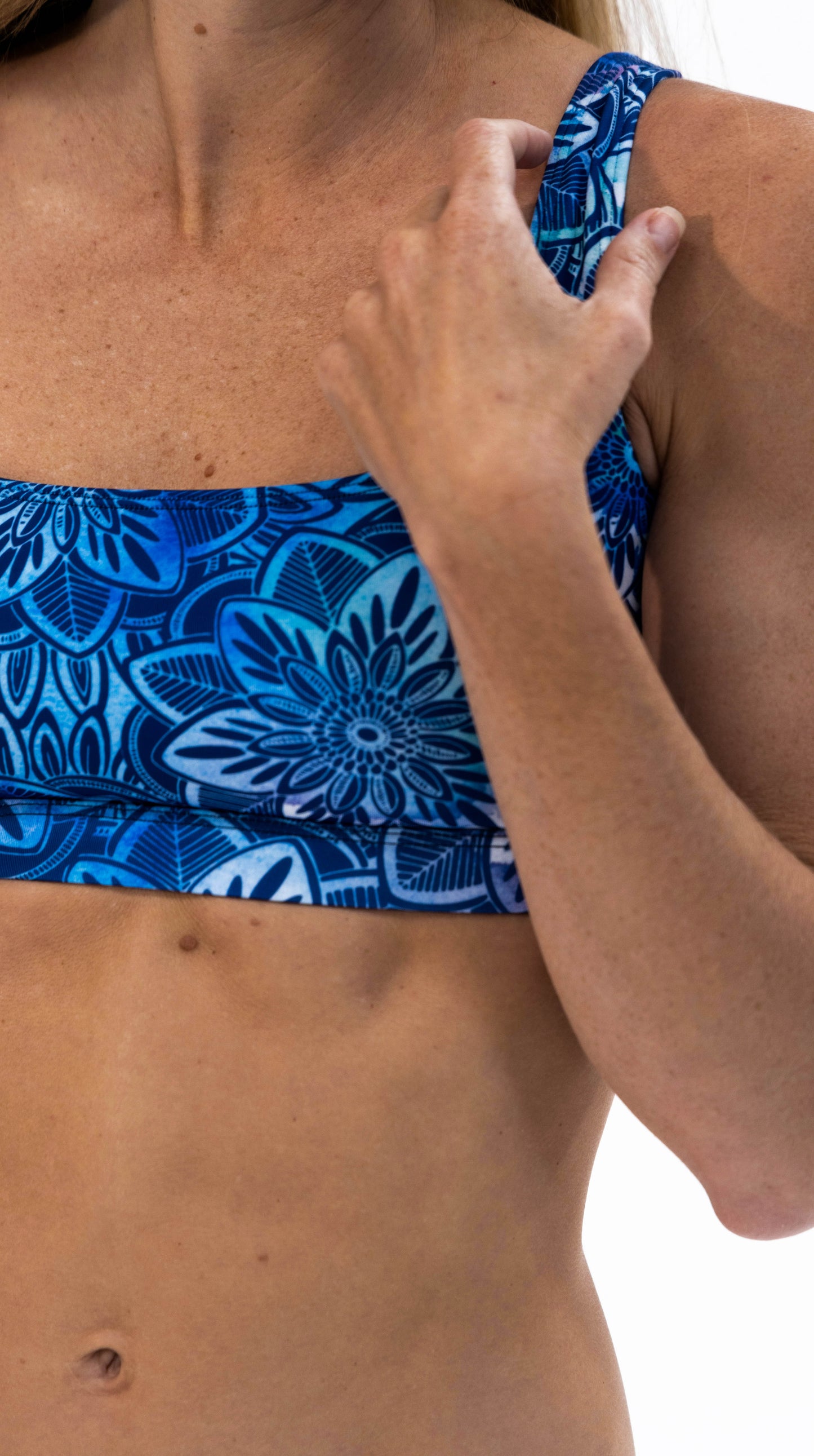 Crop Top Patterned Surf Bikini - Blue Mandala
