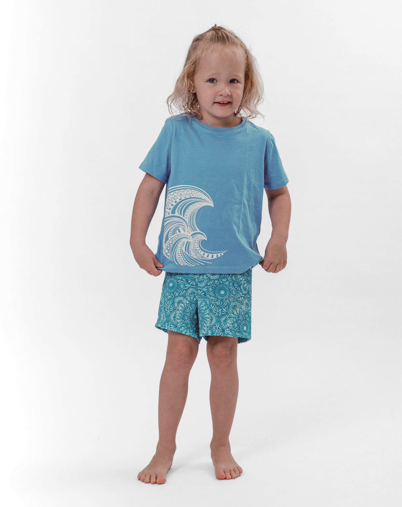 Kids T-Shirt Wave Mandala - Blue