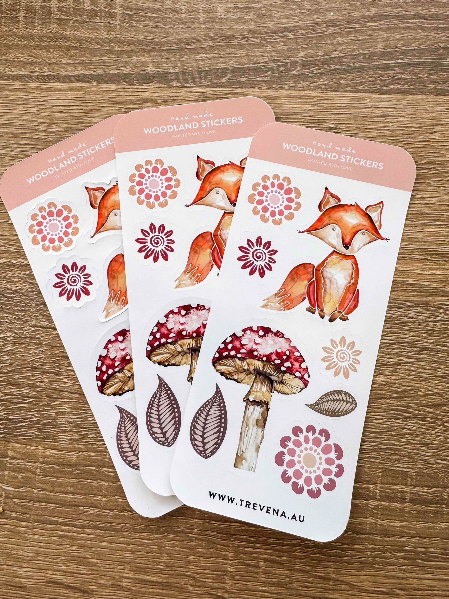 Nature Sticker Sheet- Woodland Mushorrom and Fox Illustration Watercolour – framed