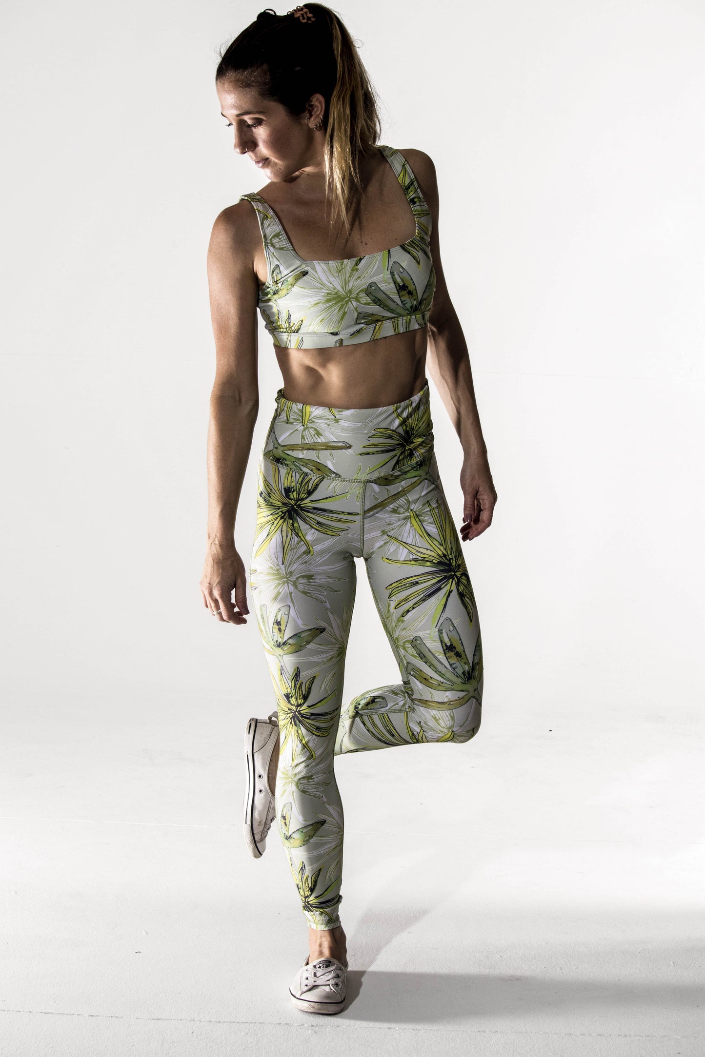 Long Legging - Green Leaf Watercolour