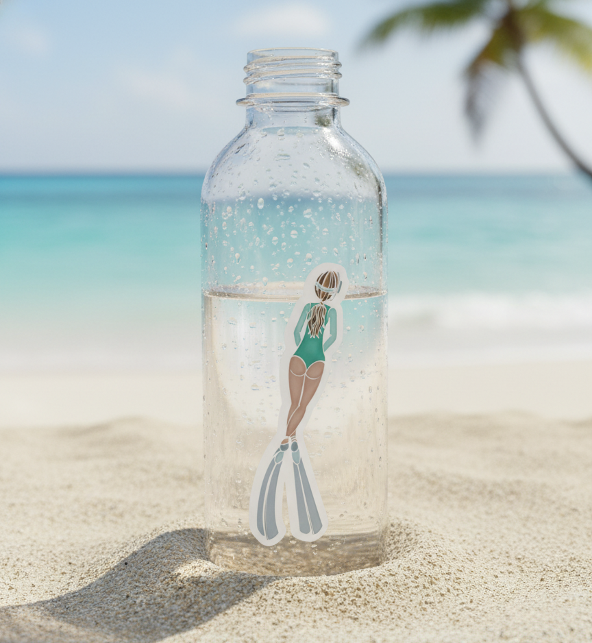Free Diver Girl Illustration Vinyl Sticker
