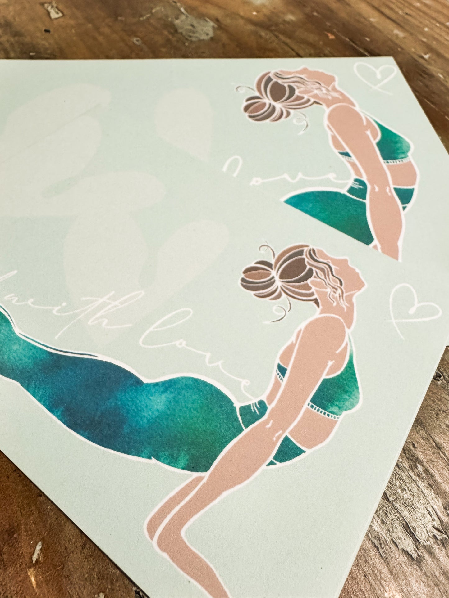 Yoga Art Print Upward Dog  | Urdhva Mukha Śvānāsana Hand-Drawn Illustration with yoga quote