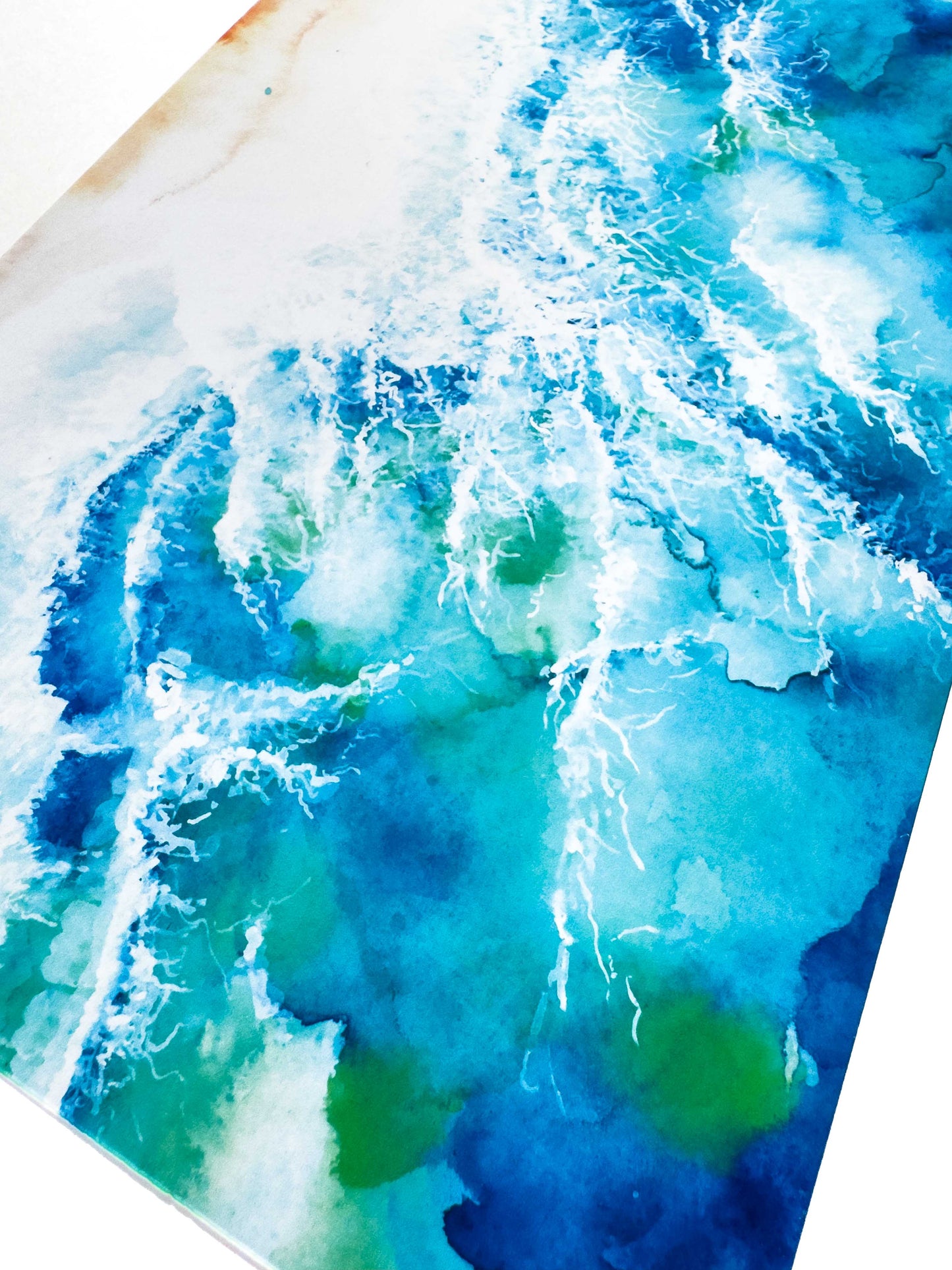 Turquoise Wave Watercolour Art Print – Ocean-Inspired Coastal Wall Art