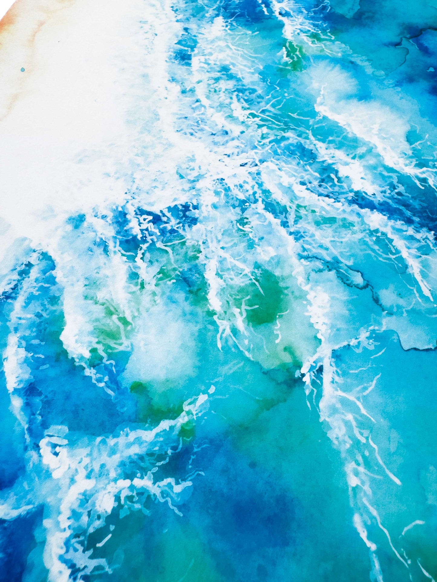 Turquoise Wave Watercolour Art Print – Ocean-Inspired Coastal Wall Art