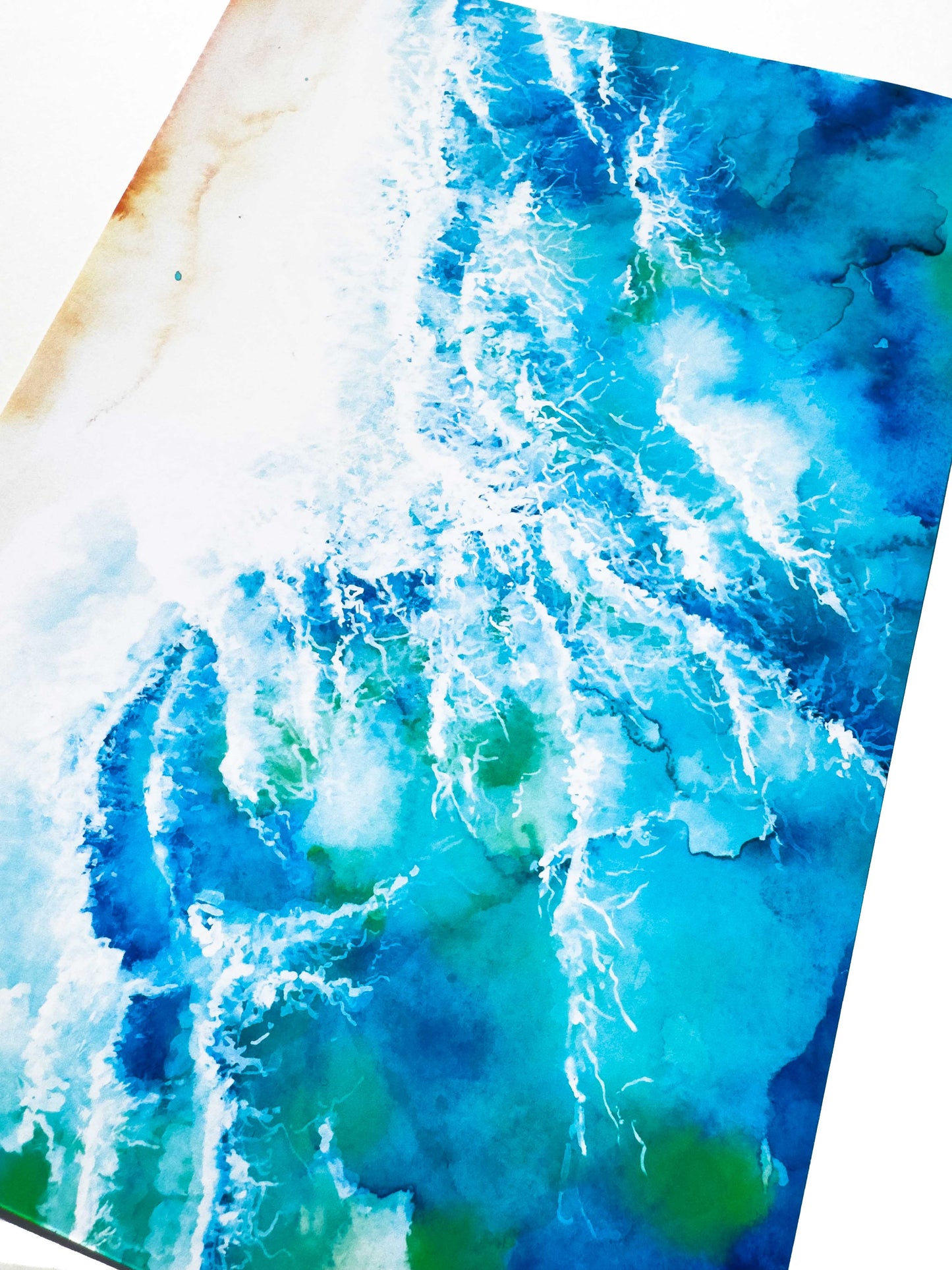 Turquoise Wave Watercolour Art Print – Ocean-Inspired Coastal Wall Art