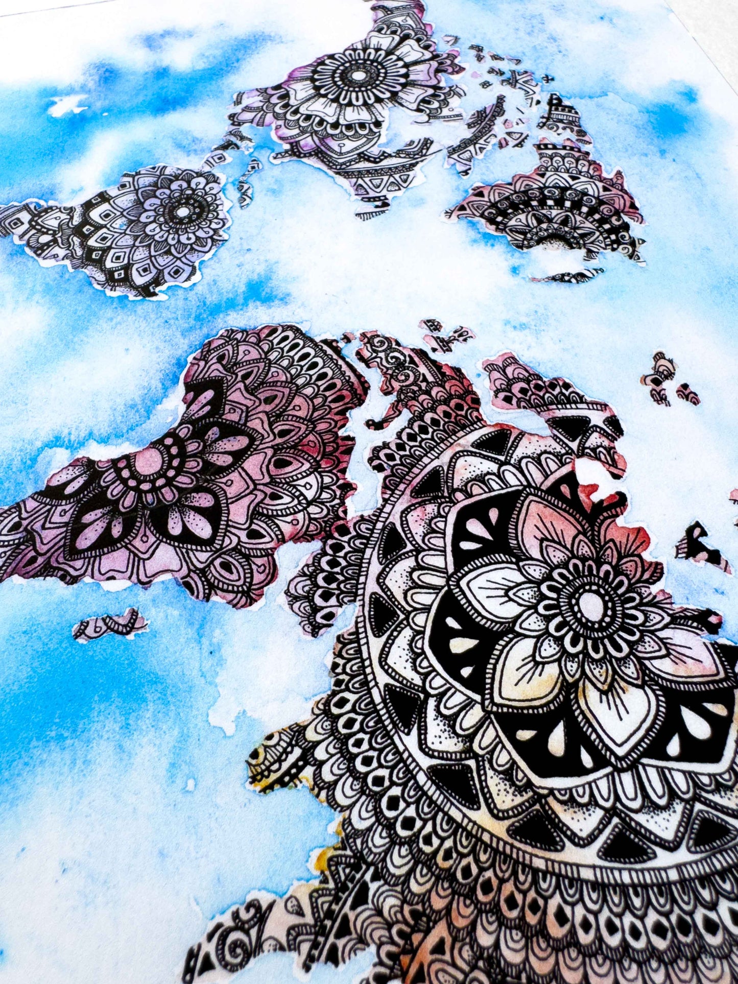 Wanderlust Mandala – Pastel World Map Watercolour Art Print