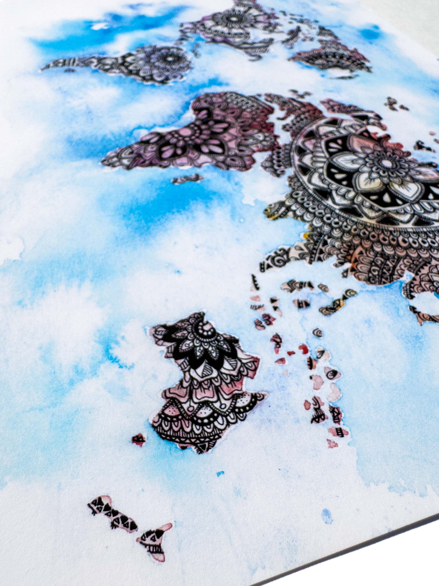 Wanderlust Mandala – Pastel World Map Watercolour Art Print