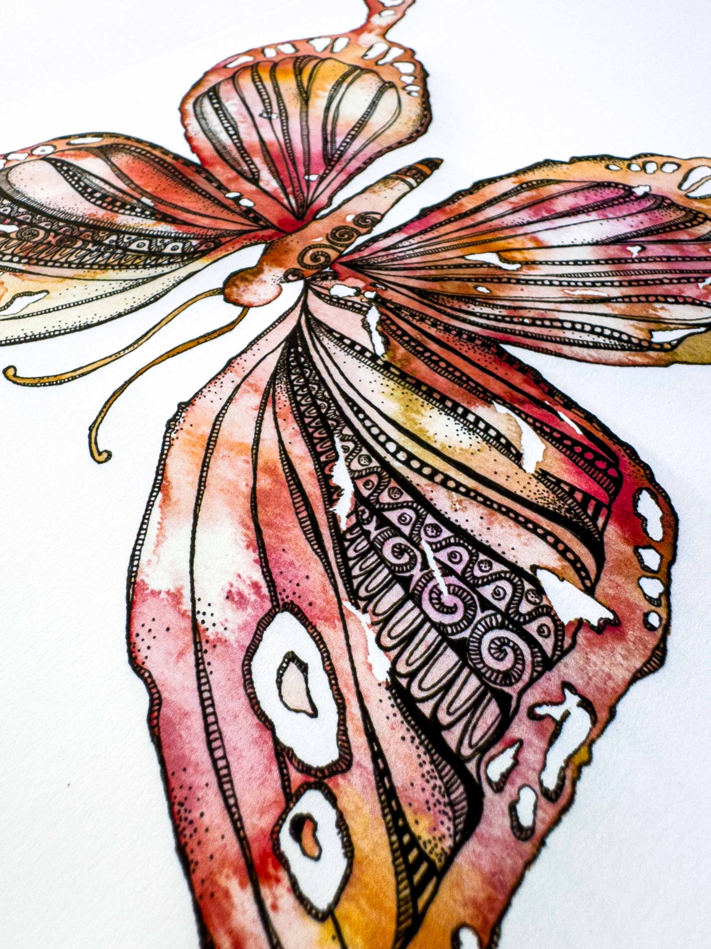 Butterfly Mandala Art Print – Earthy Watercolour Boho Wall Decor