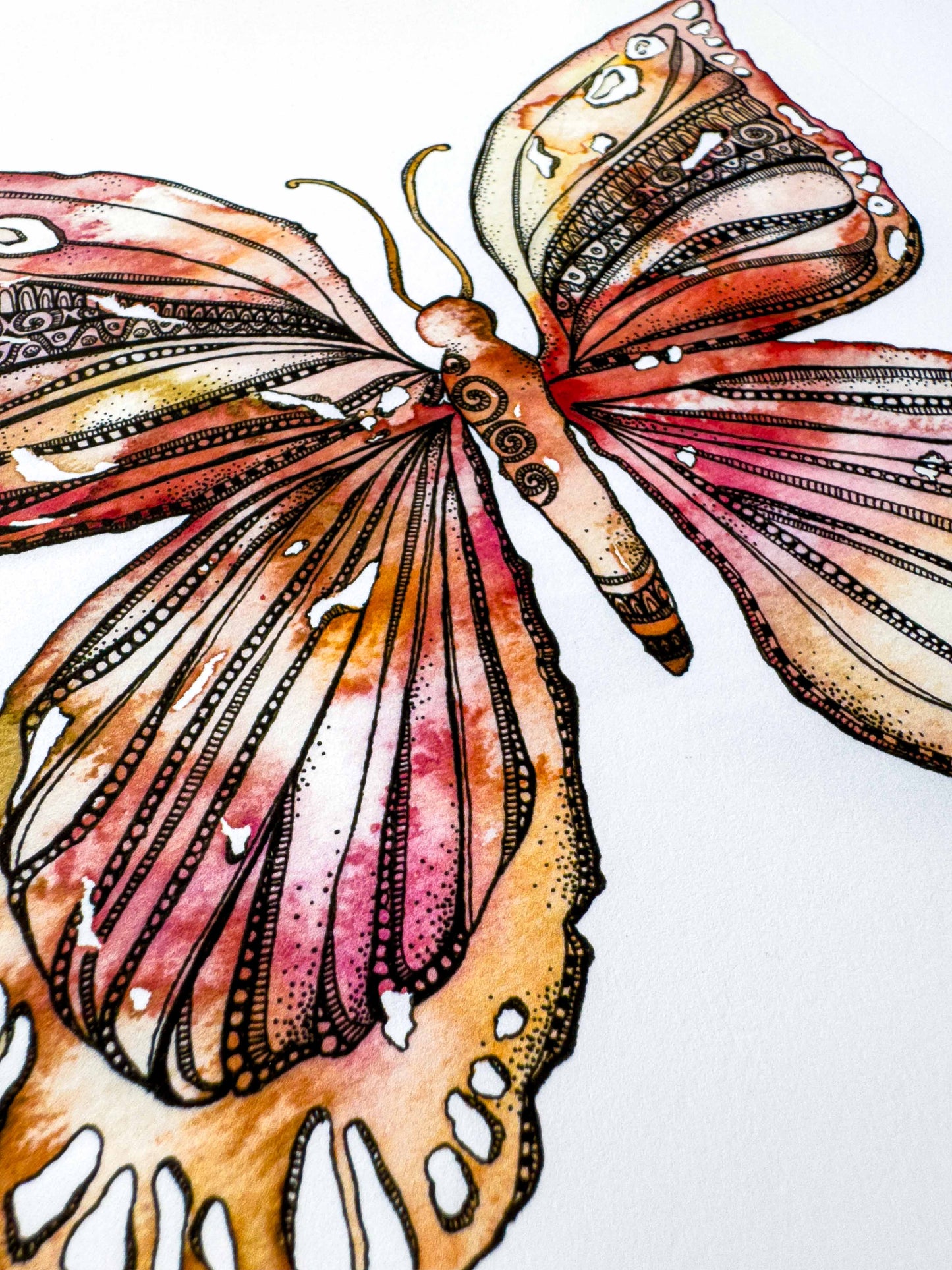 Butterfly Mandala Art Print – Earthy Watercolour Boho Wall Decor