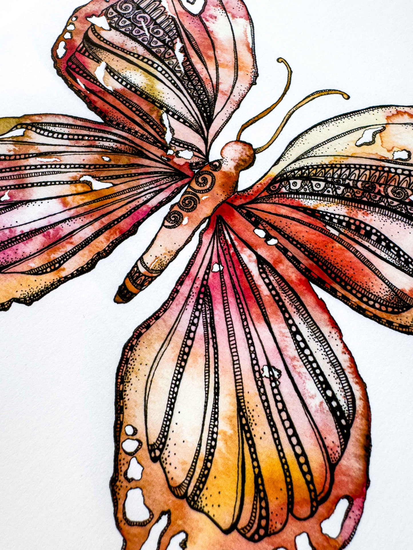 Butterfly Mandala Art Print – Earthy Watercolour Boho Wall Decor