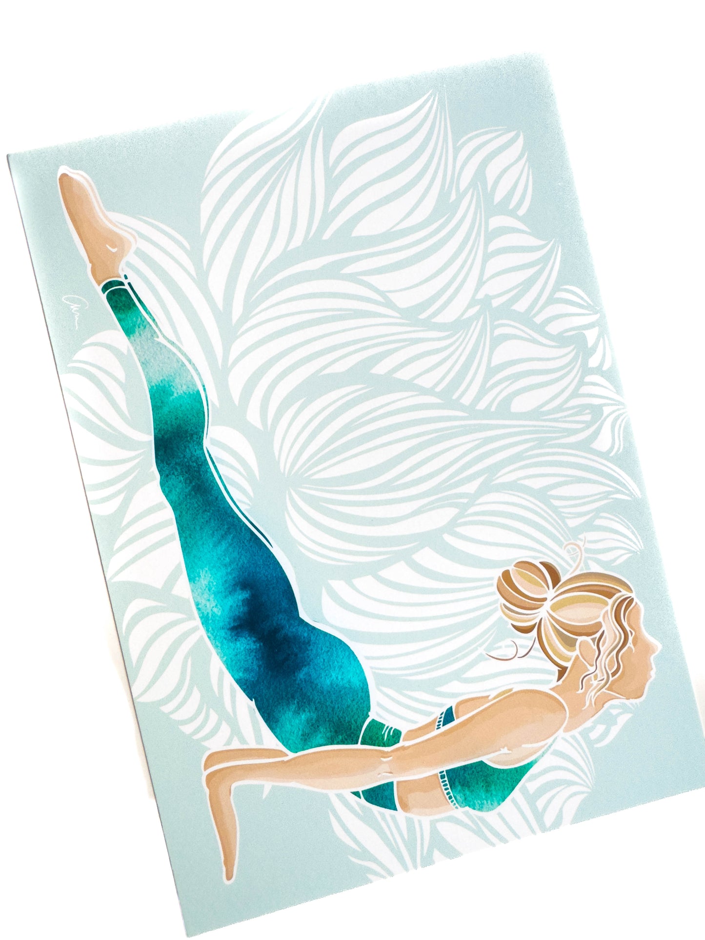 Yoga Art Print Upward Dog | Urdhva Mukha Śvānāsana Hand-Drawn Illustration with lotus