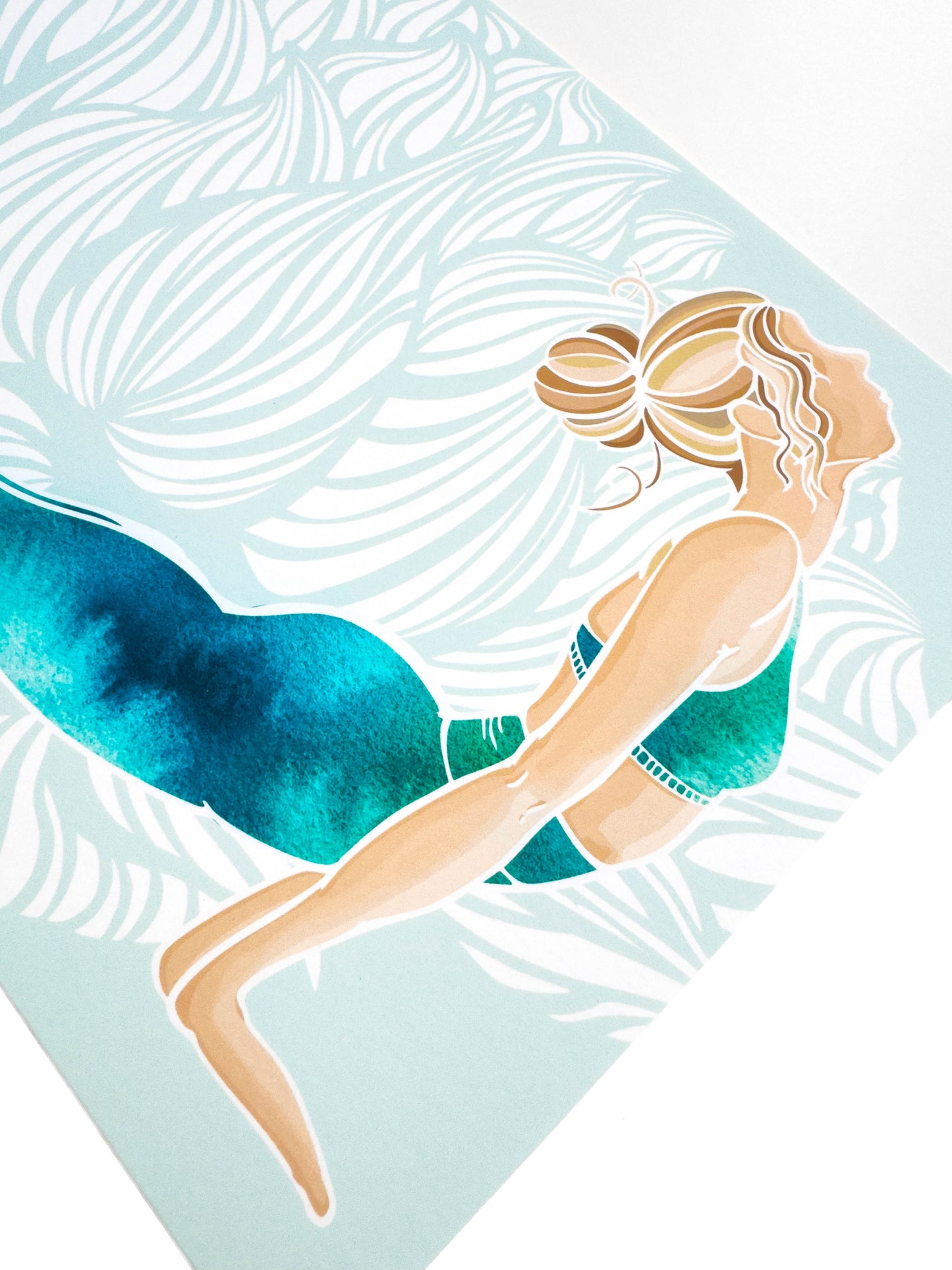 Yoga Art Print Upward Dog | Urdhva Mukha Śvānāsana Hand-Drawn Illustration with lotus