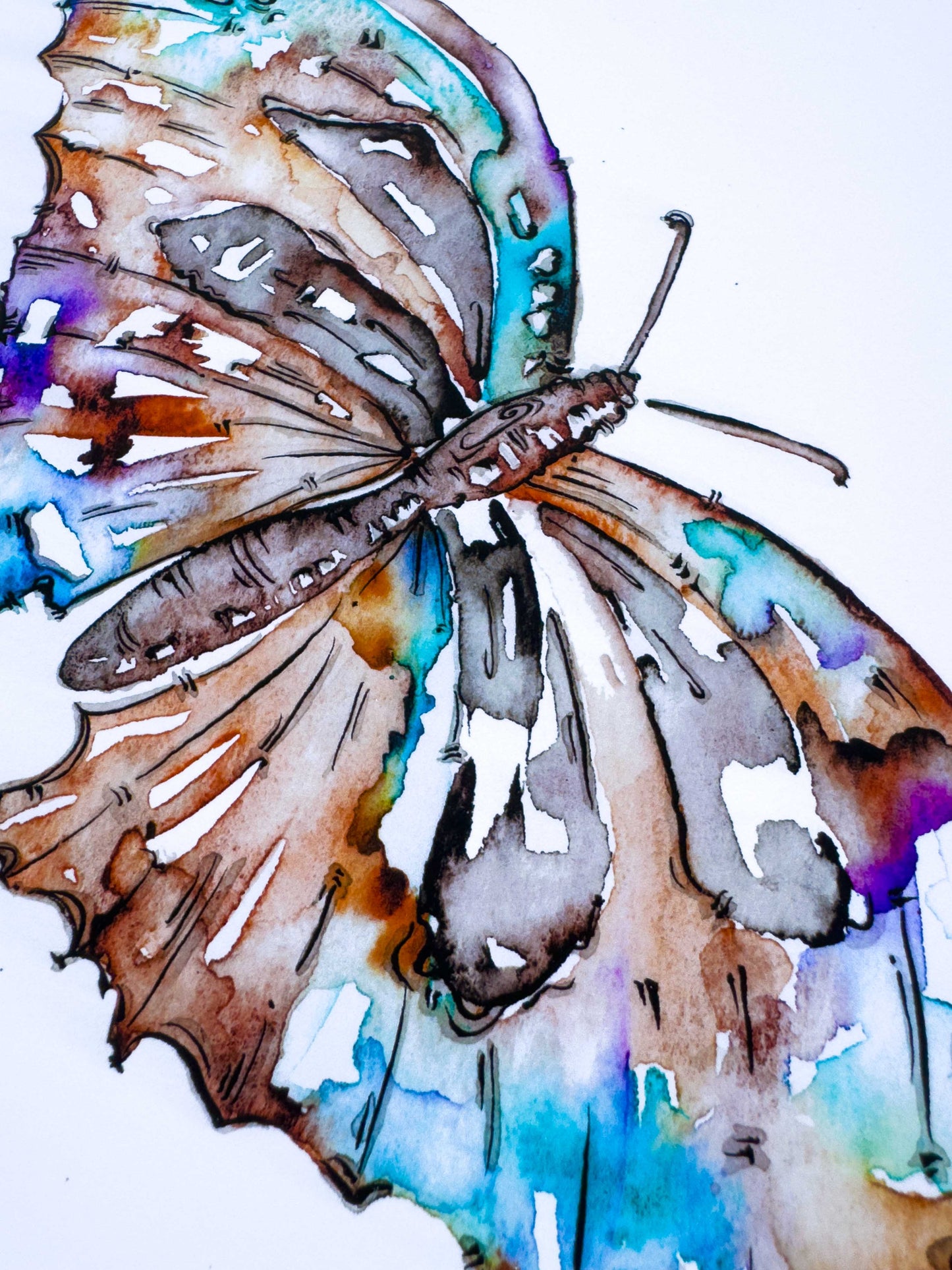 Butterfly Greeting Card – Watercolour & Ink Illustration