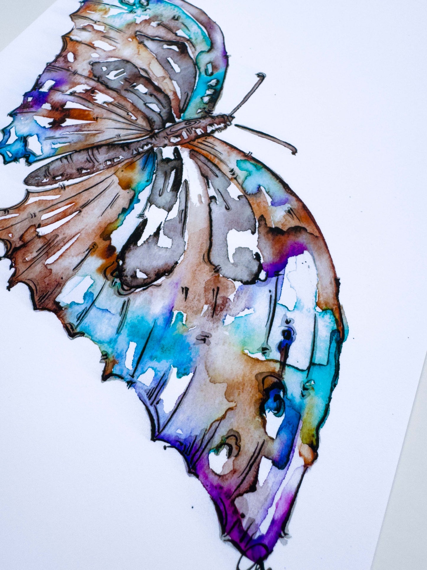 Butterfly Greeting Card – Watercolour & Ink Illustration