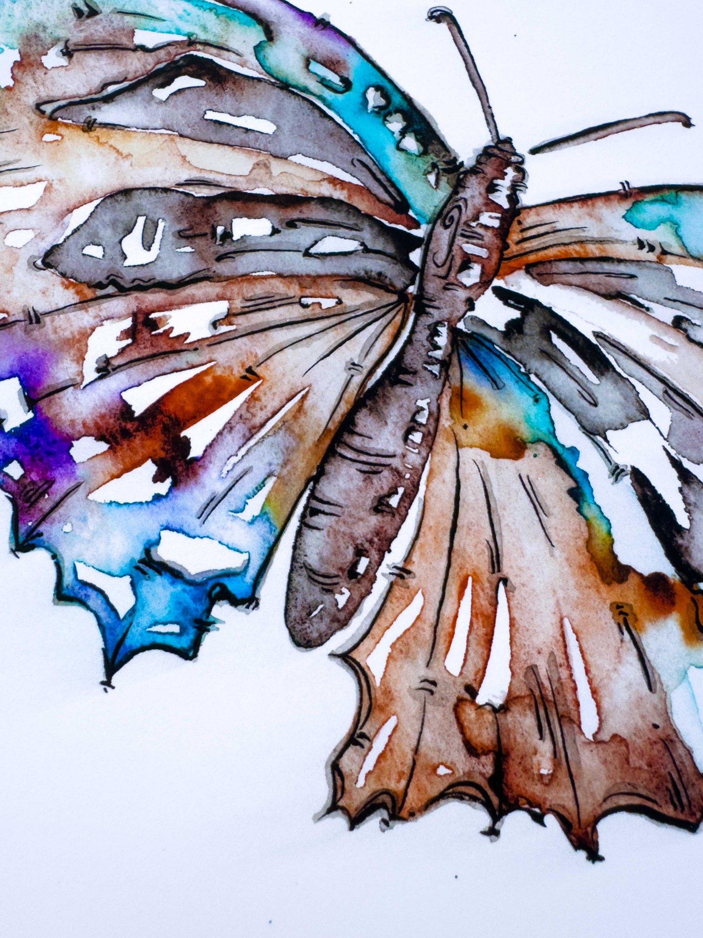 Butterfly Greeting Card – Watercolour & Ink Illustration