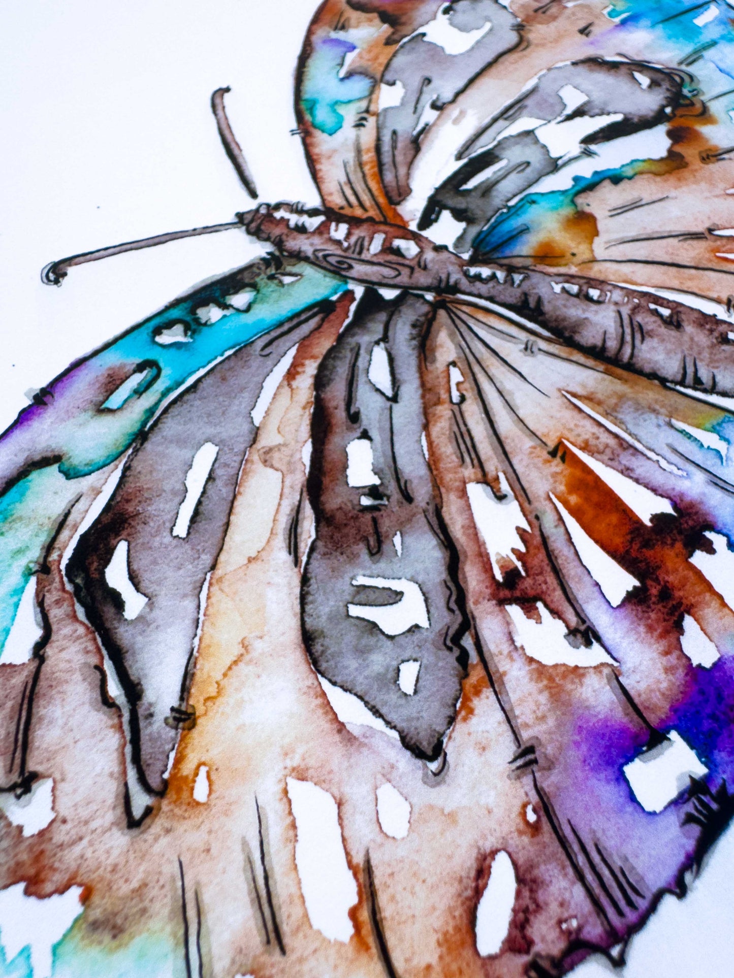 Butterfly Greeting Card – Watercolour & Ink Illustration
