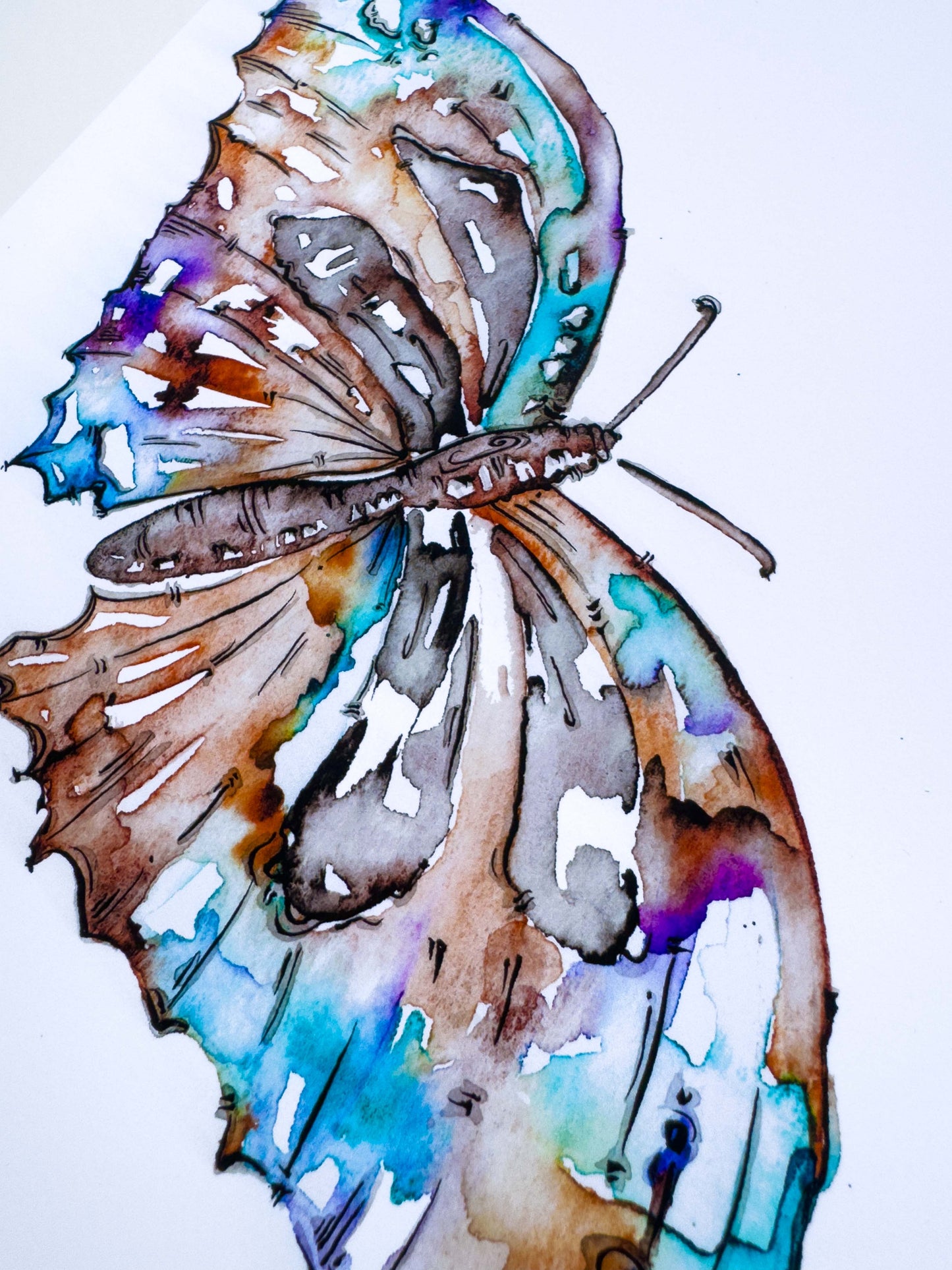 Butterfly Greeting Card – Watercolour & Ink Illustration
