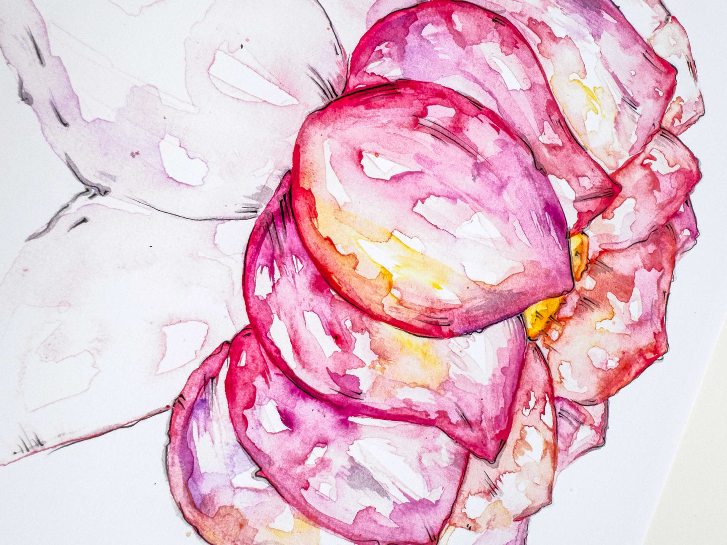 Lotus Flower Art Print – Hand-Painted Watercolour & Ink Illustration