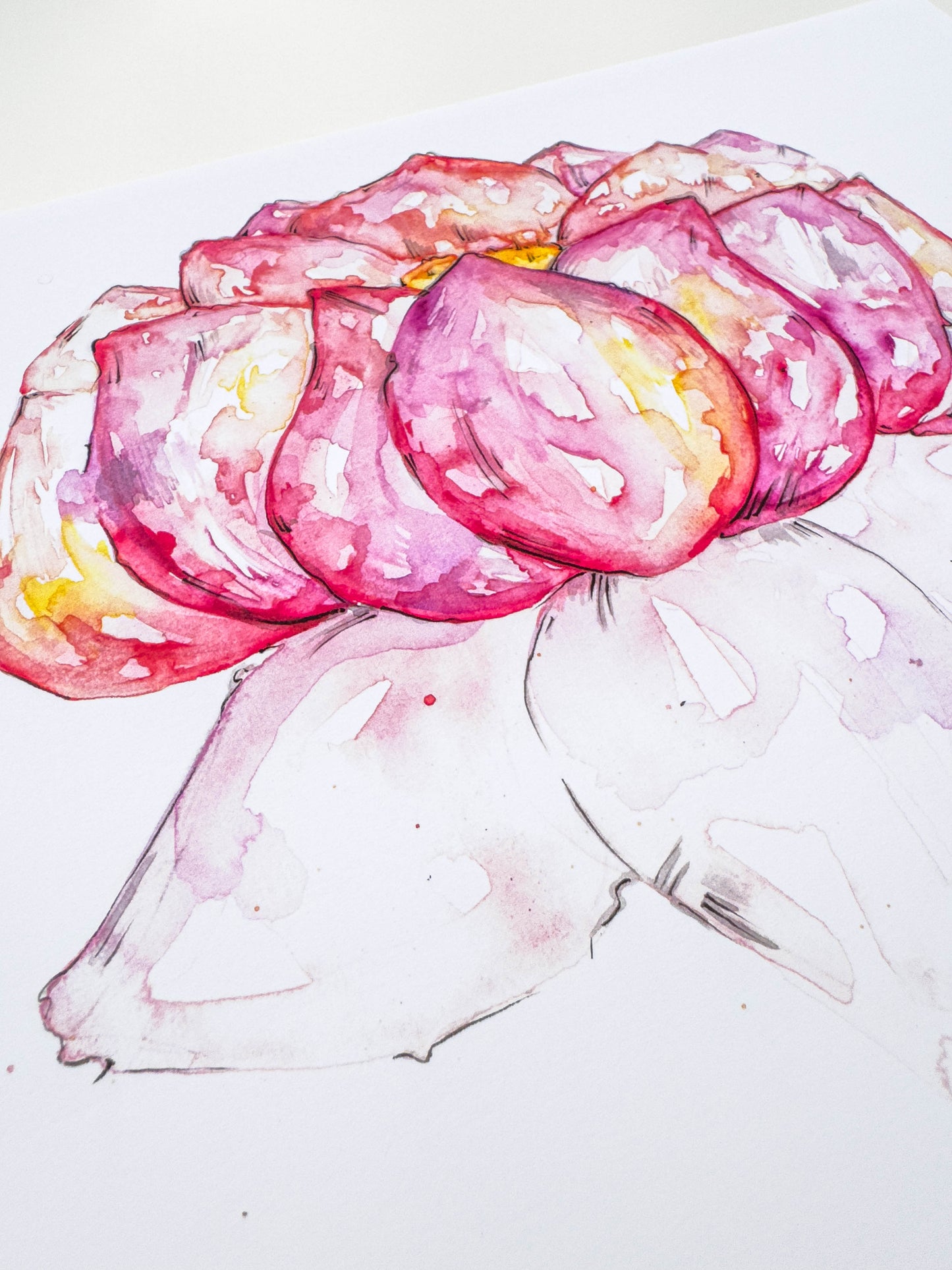Lotus Flower Art Print – Hand-Painted Watercolour & Ink Illustration