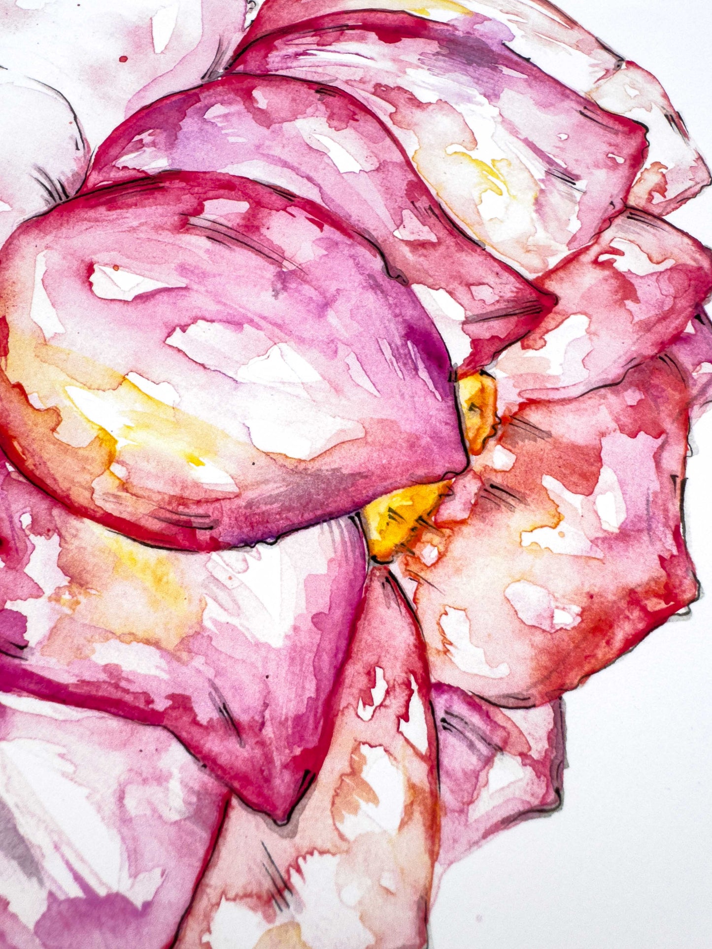 Lotus Flower Art Print – Hand-Painted Watercolour & Ink Illustration
