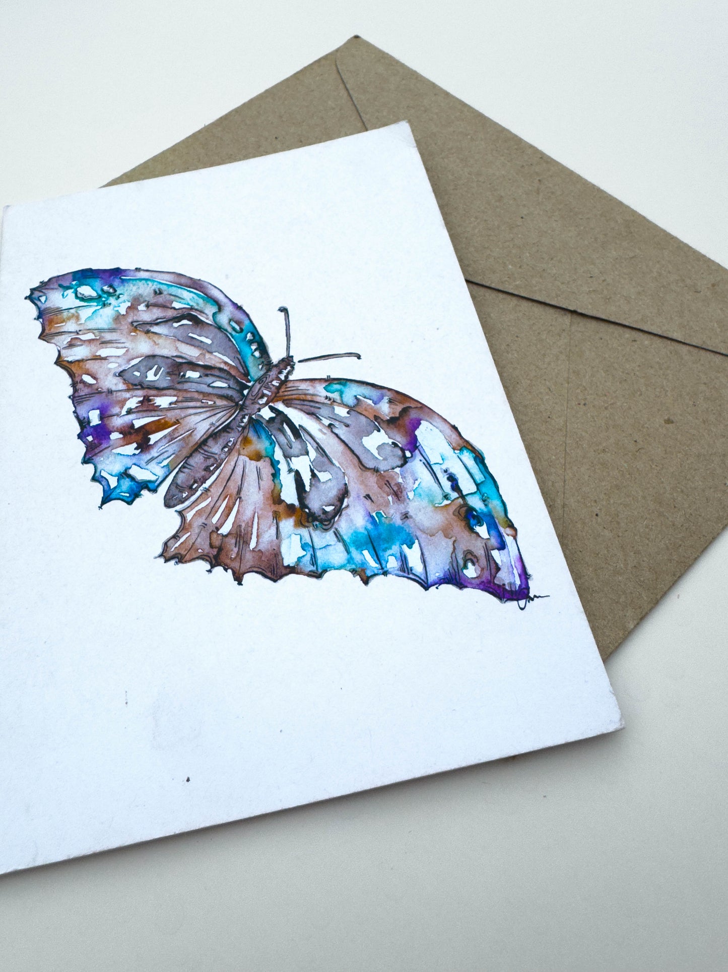 Butterfly Greeting Card – Watercolour & Ink Illustration