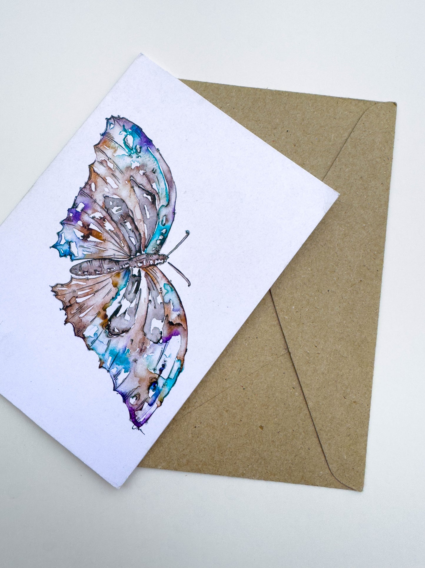 Butterfly Greeting Card – Watercolour & Ink Illustration