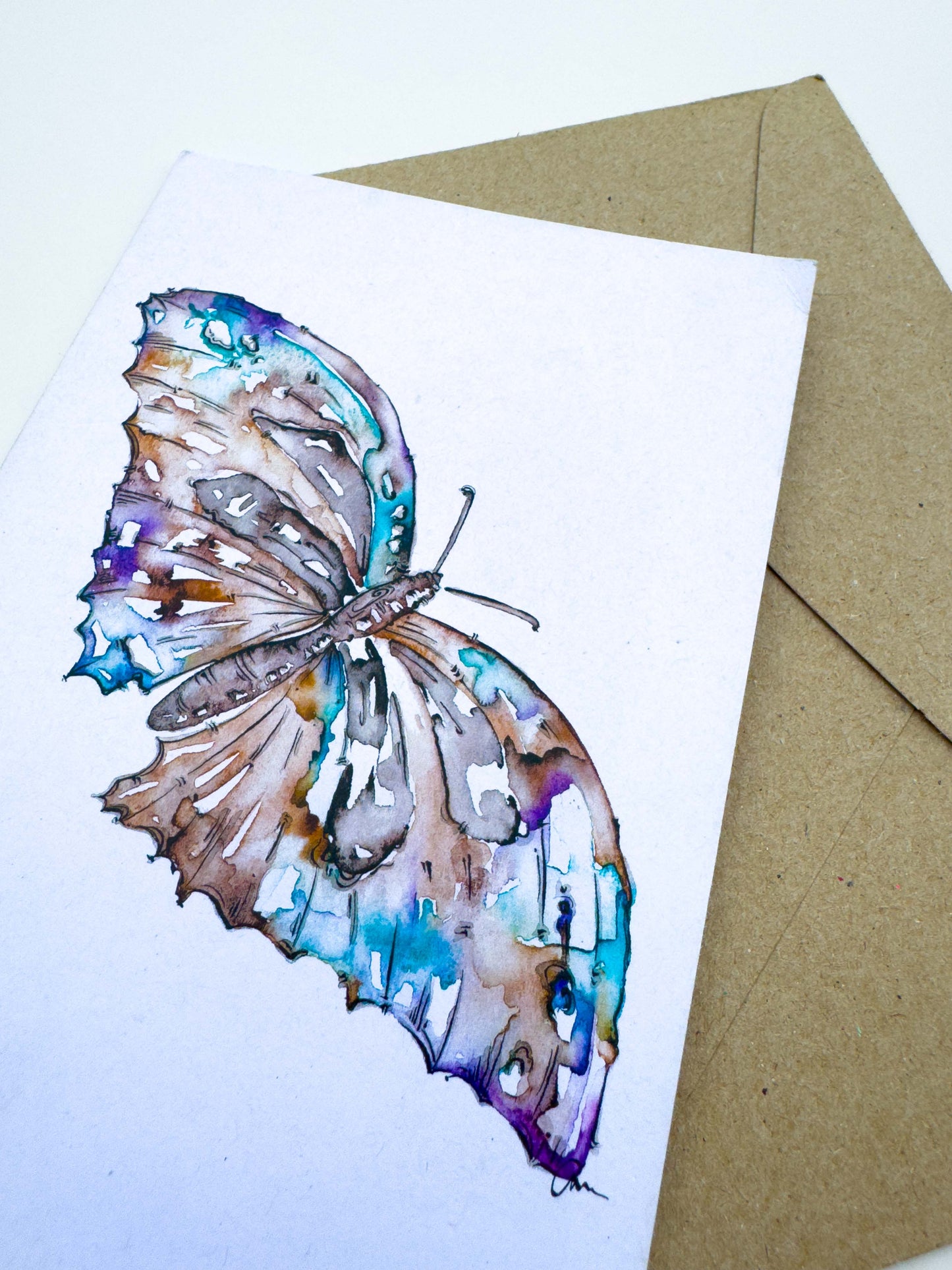 Butterfly Greeting Card – Watercolour & Ink Illustration