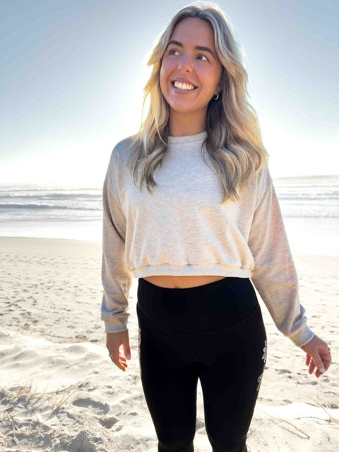 Organic Cotton Sweatshirt – Beige with Mandala Motif Graphic