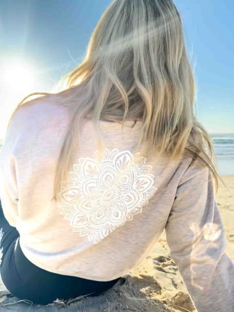 Organic Cotton Sweatshirt – Beige with Mandala Motif Graphic