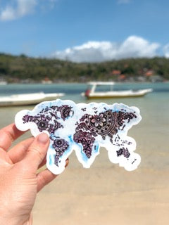 World Map Mandala Watercolour Vinyl Sticker