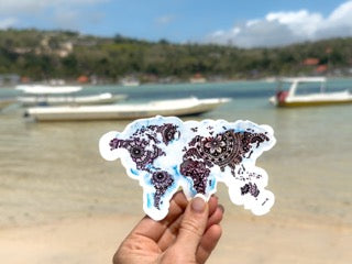 World Map Mandala Watercolour Vinyl Sticker