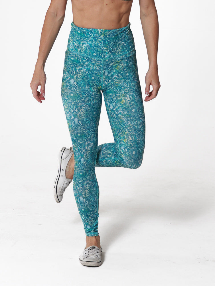 Long Legging - Mandala Turquoise Watercolour