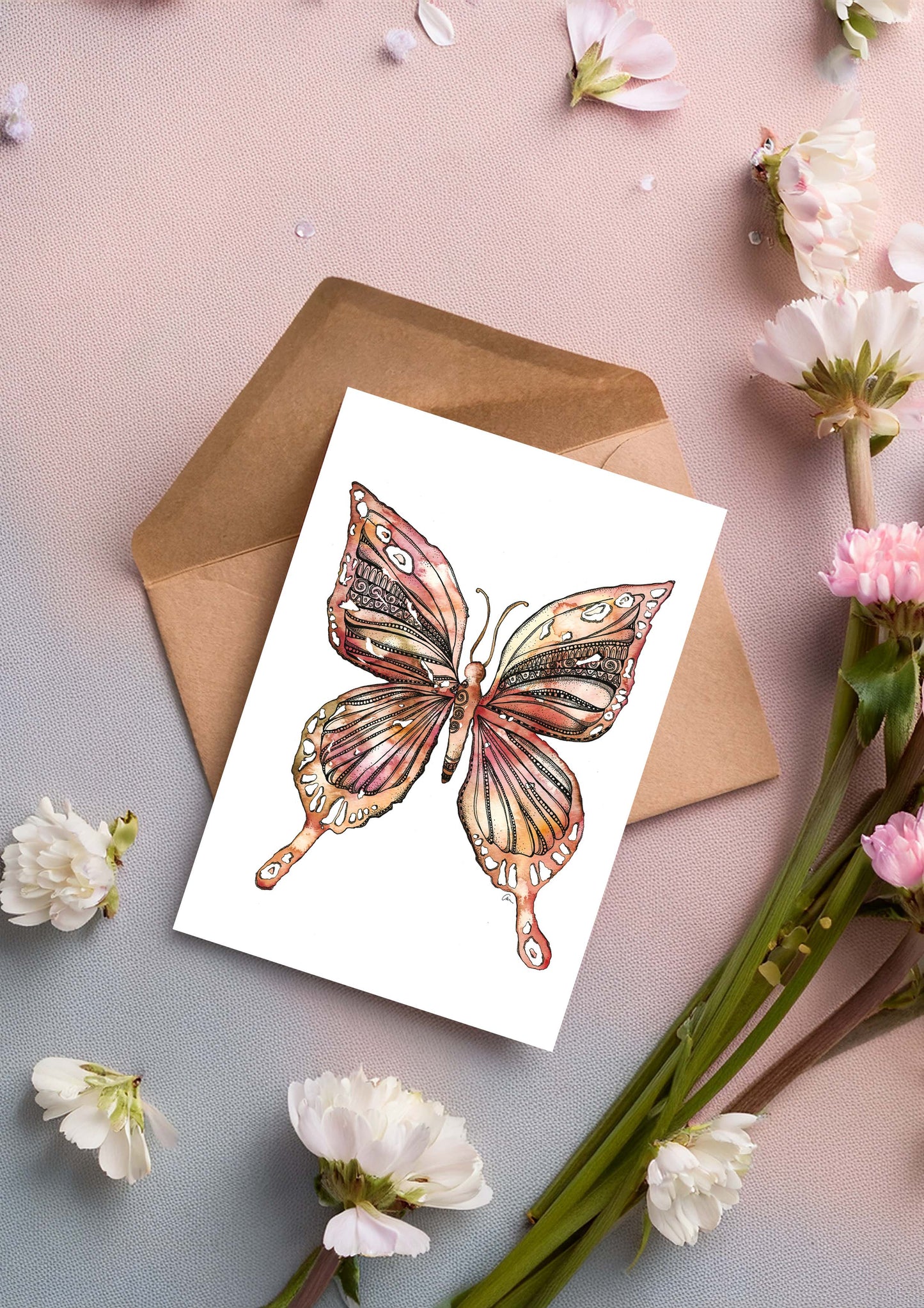 Butterfly Mandala Greeting Card – Watercolour Boho