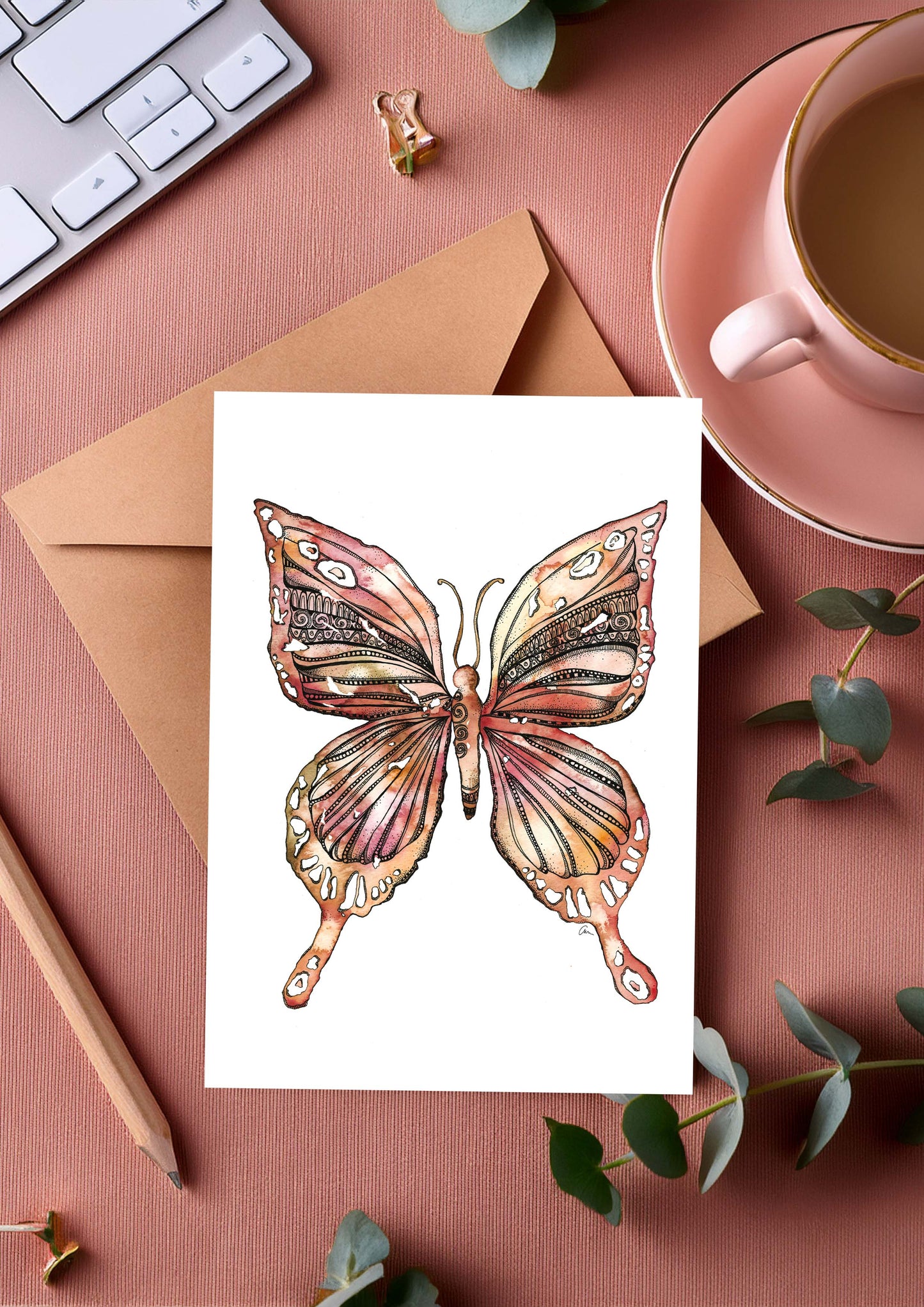Butterfly Mandala Greeting Card – Watercolour Boho