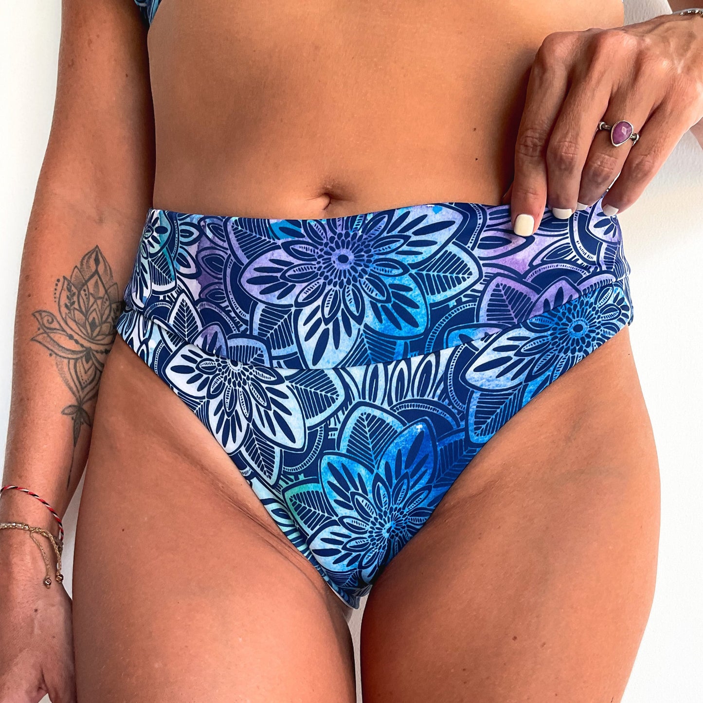 Mid-Waist Bikini - Mandala Blue