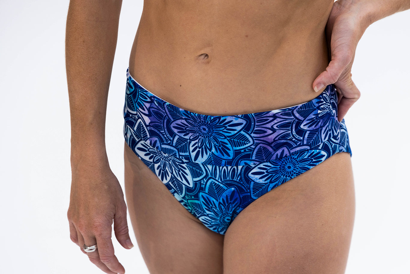 Mid-Waist Bikini - Mandala Blue