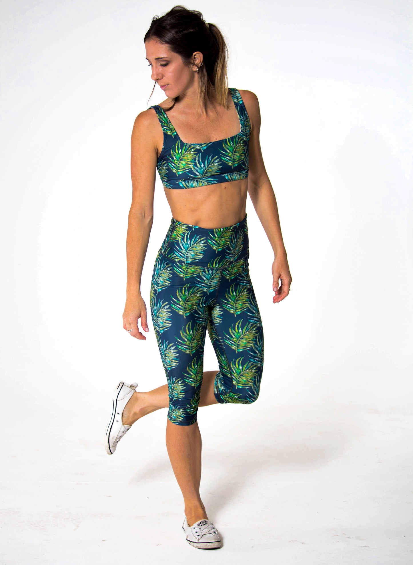 Capri Legging - Green Leaf Watercolour