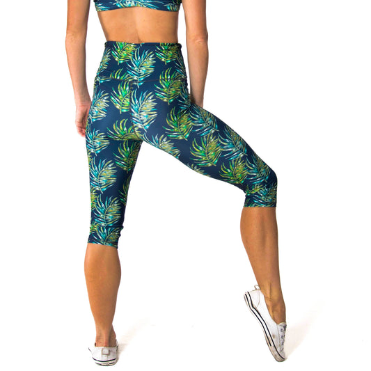 Capri Legging - Green Leaf Watercolour