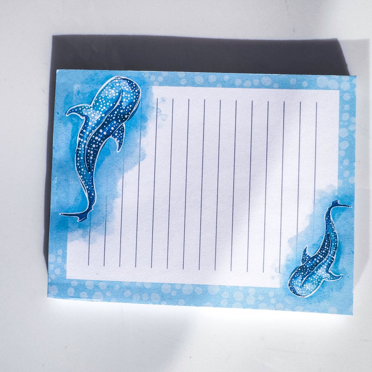 Whale Shark Note Pad – Ocean Inspired Art Illustration note Book – in situ