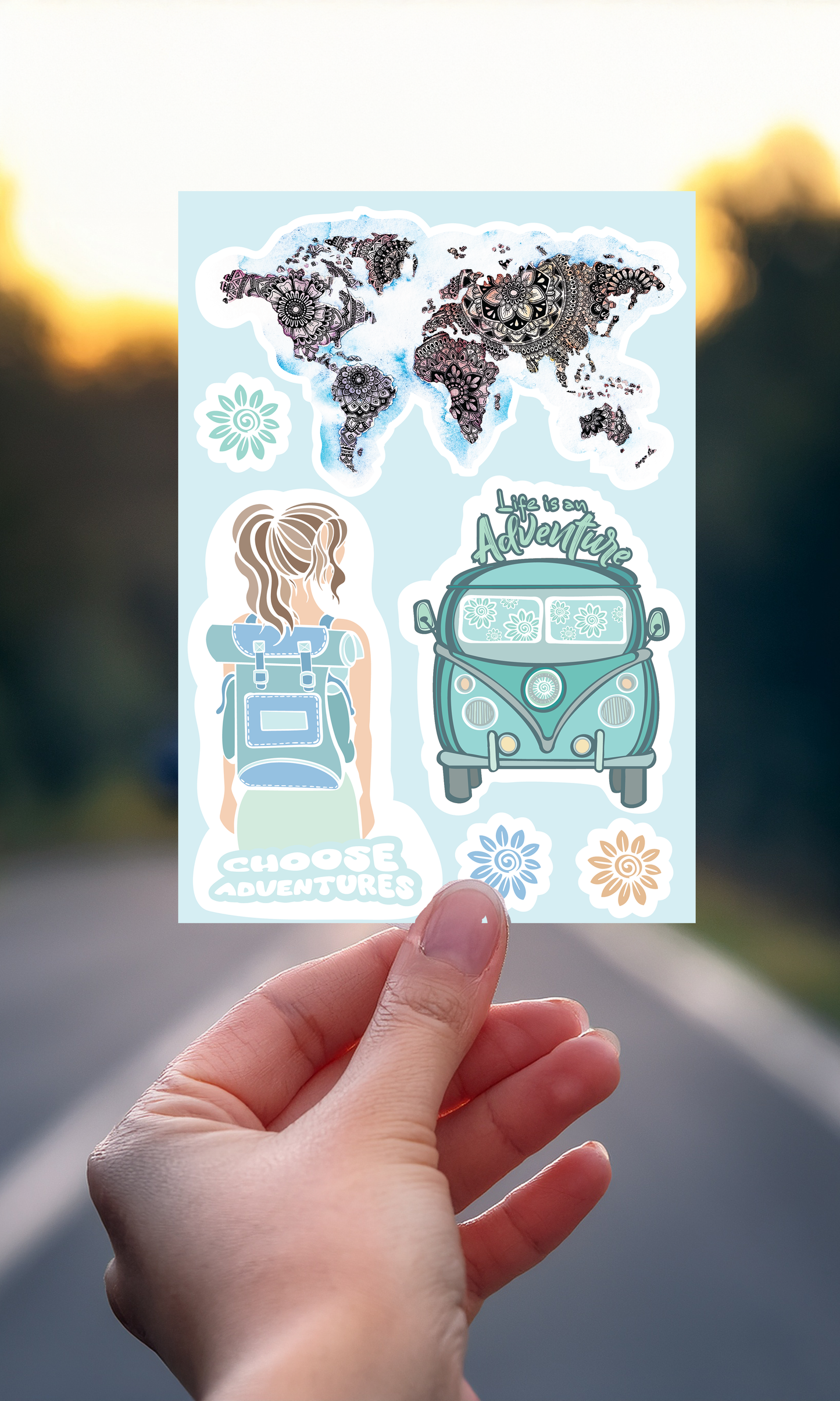 Travel Girl Adventure Sticker Sheet