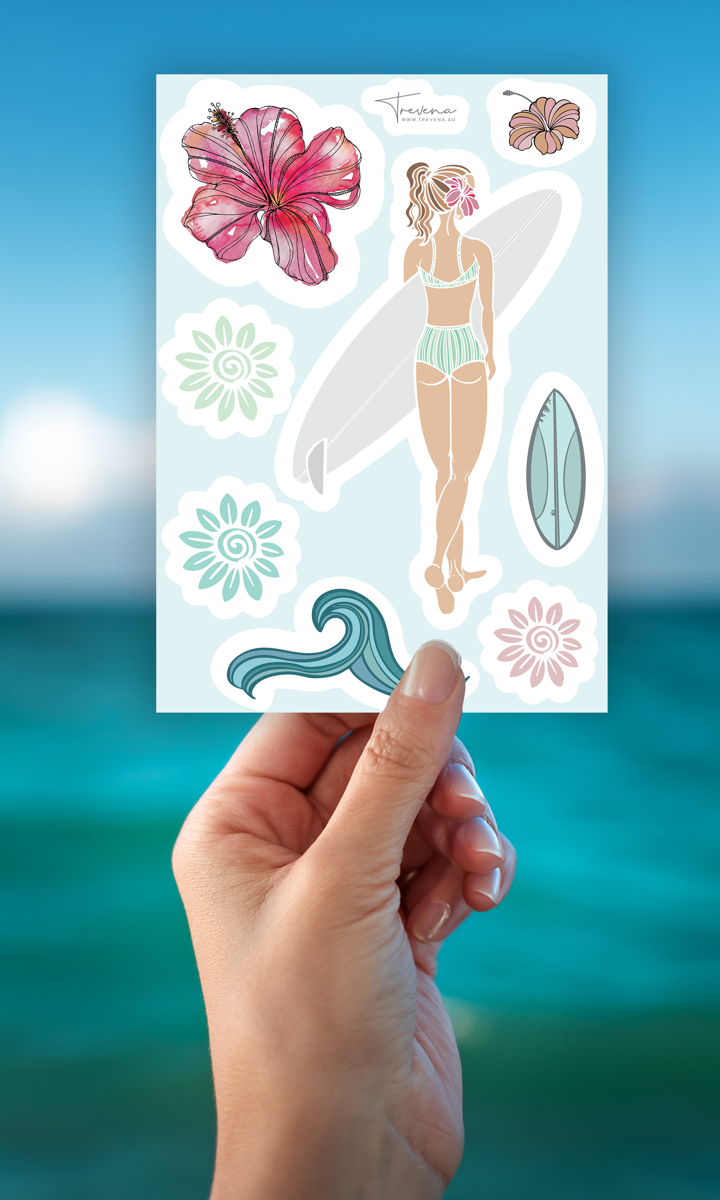 Tropical Surfer Sticker Sheet