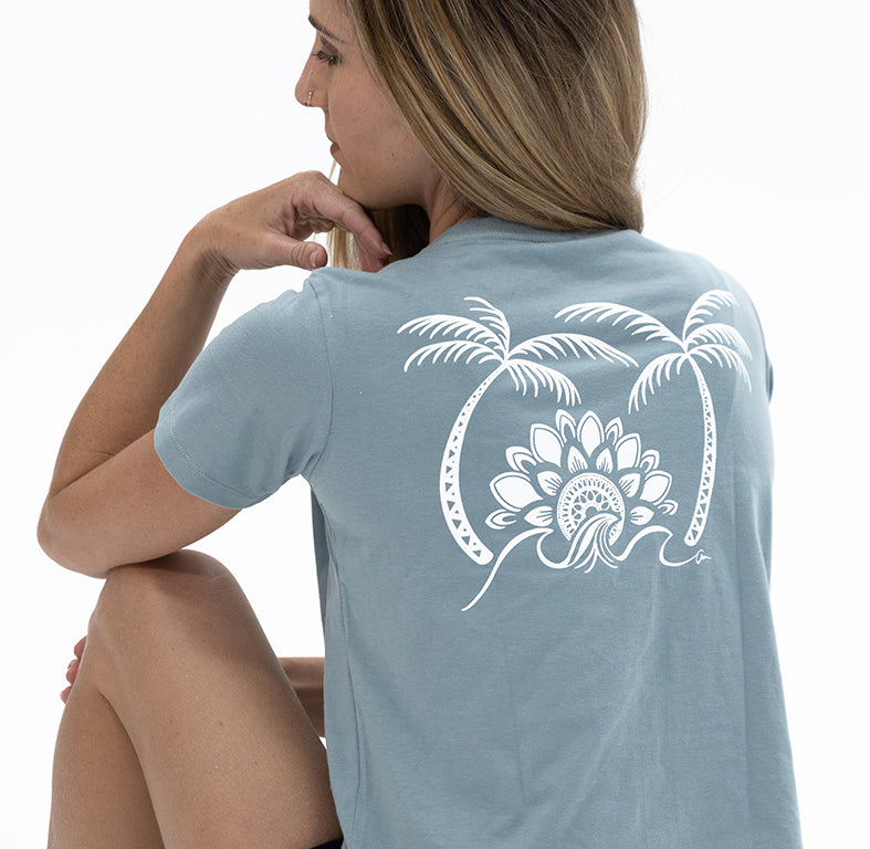 T-Shirt Cropped Palm Tree Wave - Green