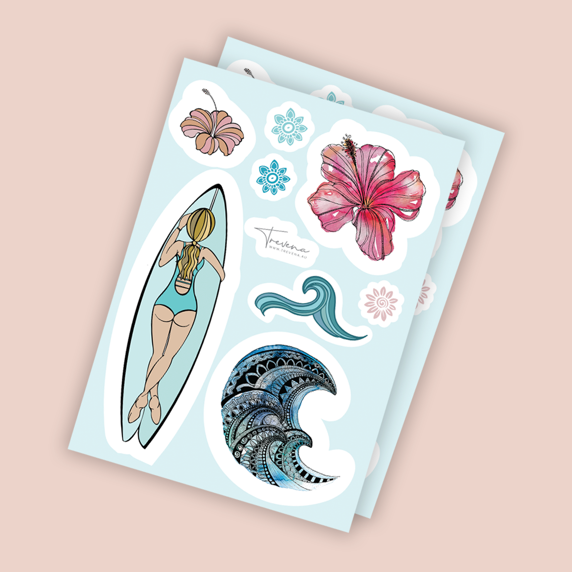 Surfer Girl Sticker Sheet