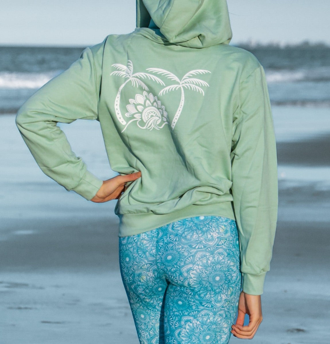 Hoodie Palm Tree Wave - Green