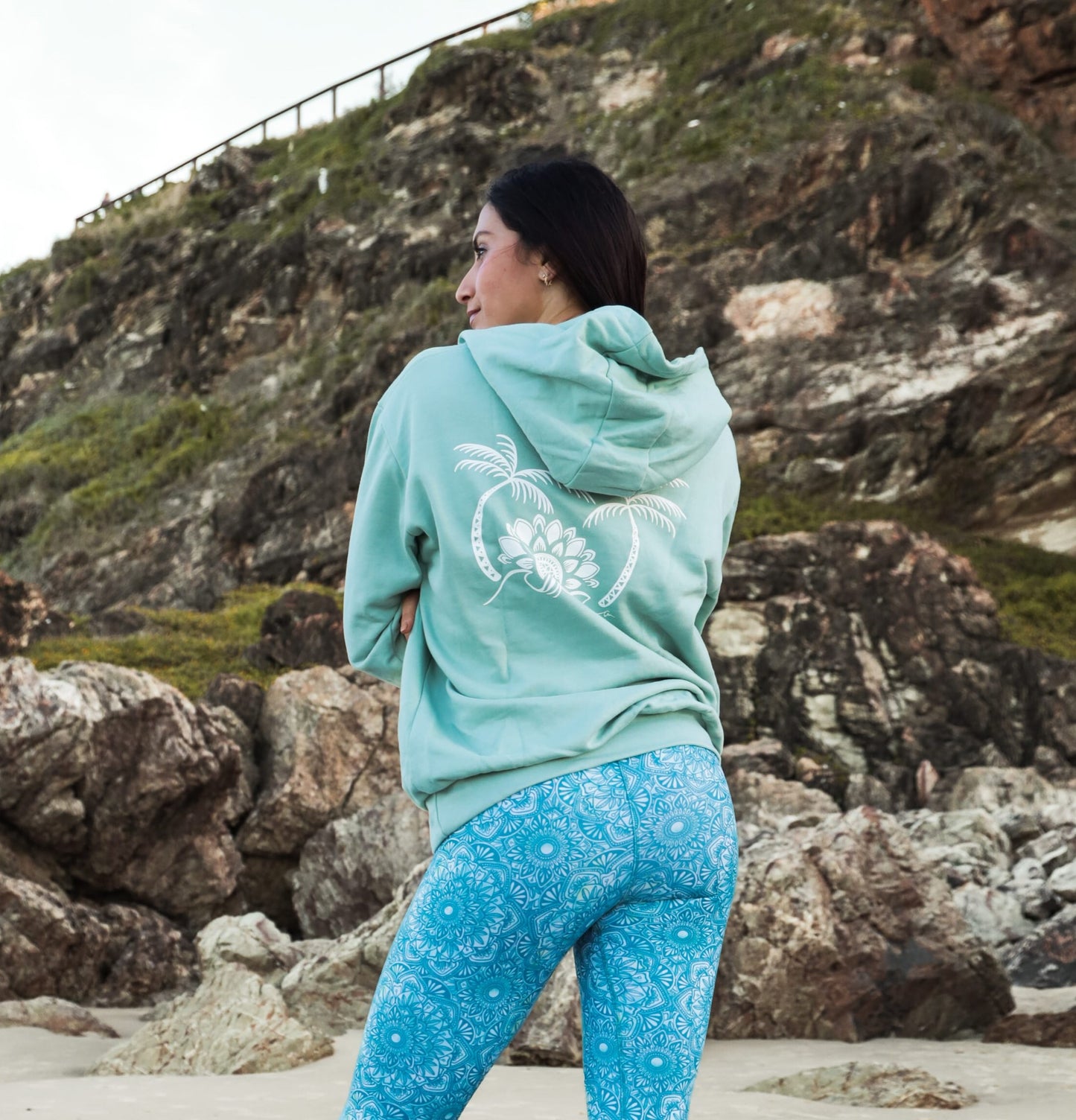 Hoodie Palm Tree Wave - Green