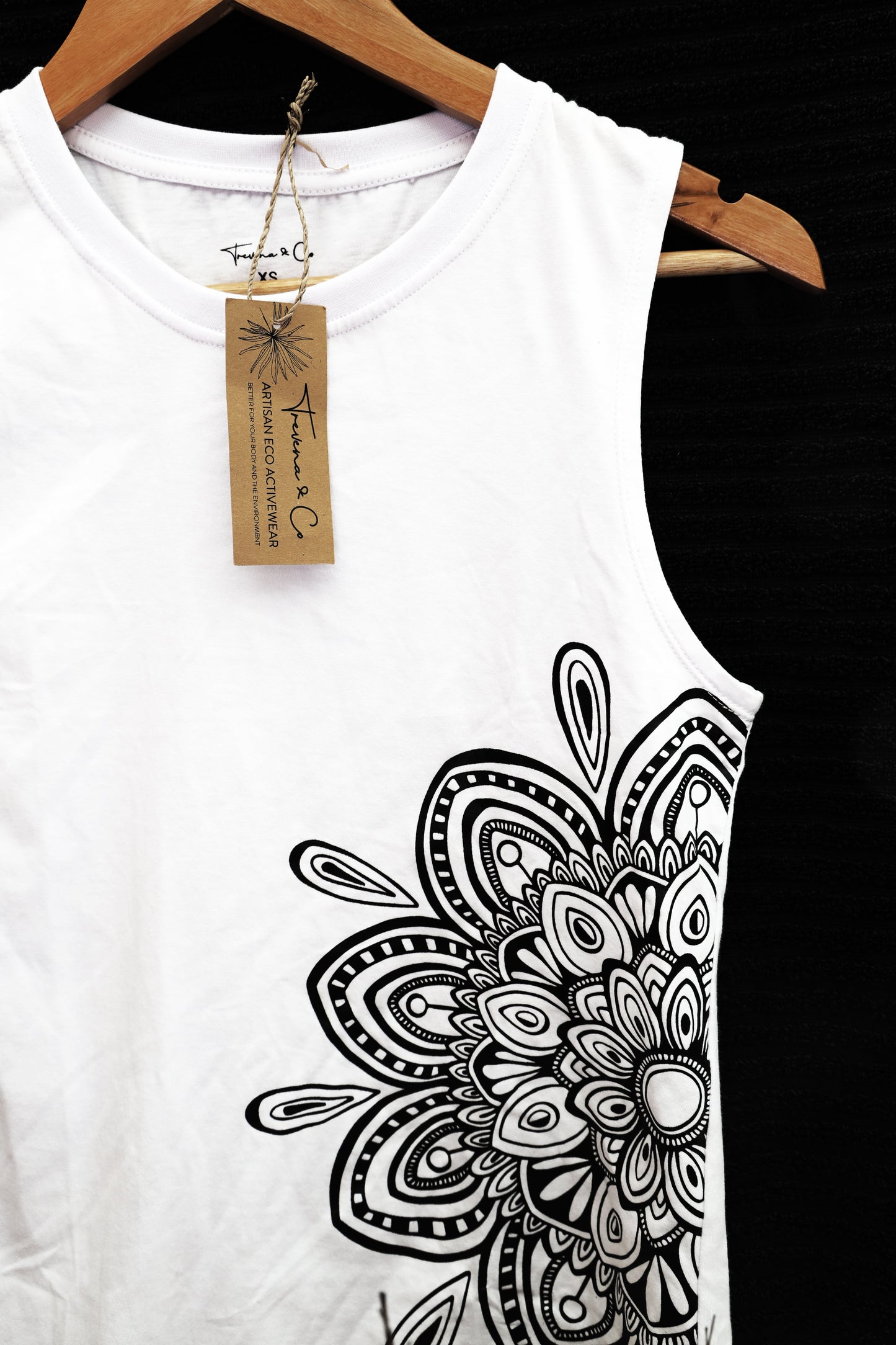 Tank Singlet Top Mandala - White